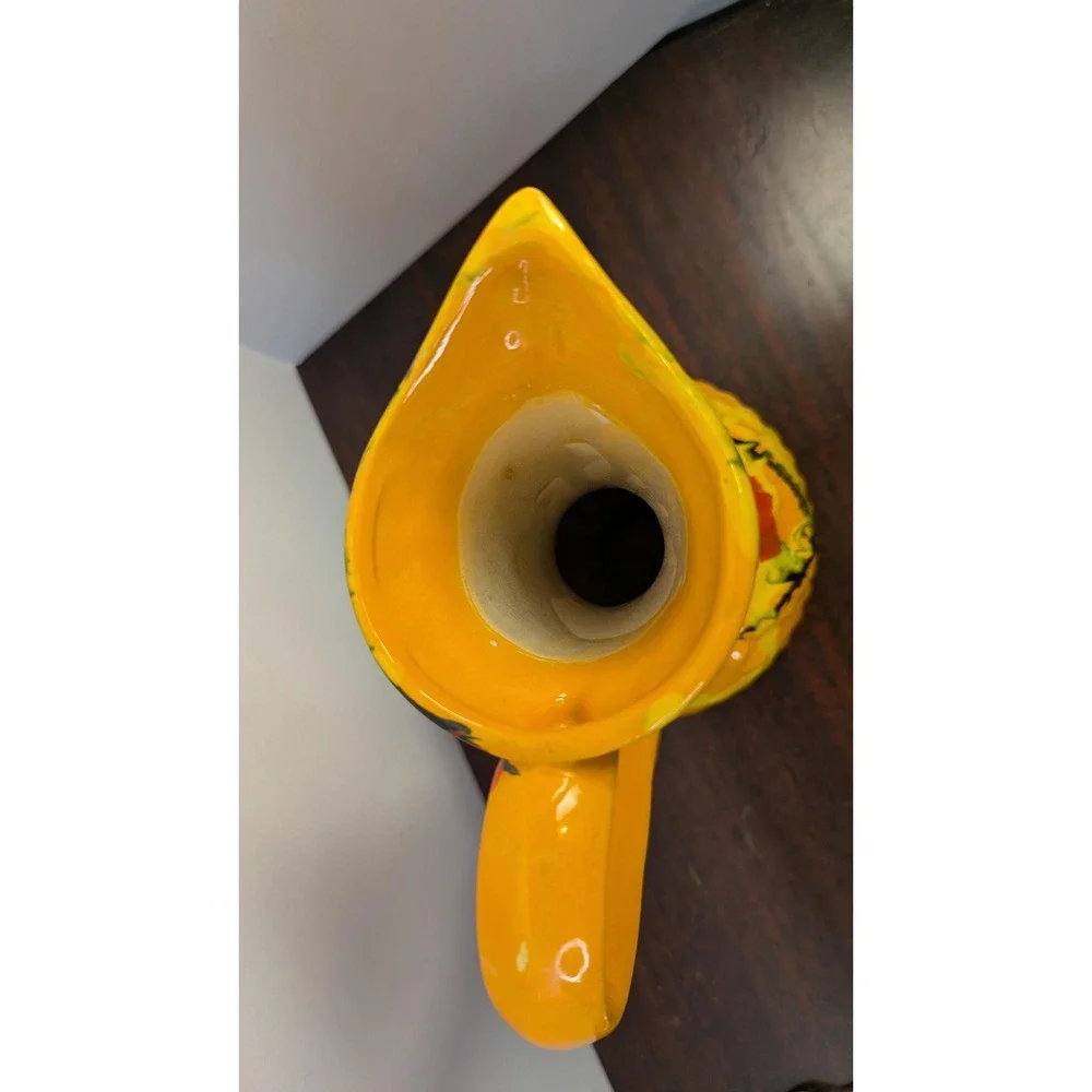 Vintage MCM Psychedelic Drip Glaze Ewer Vase Orange Retro Atomic Pottery 931 USA